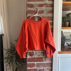 Old Navy Orange Cropped Crewneck Sweatshirt